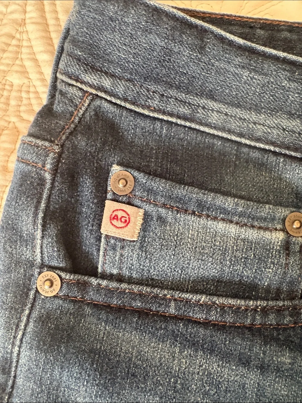 Ag Adriano Goldschmied Men's Straight Jeans in Dark Blue Denim